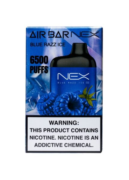 Blue Razz Ice Vape Air Bar Nex disposable vape device with icy blue raspberry flavor