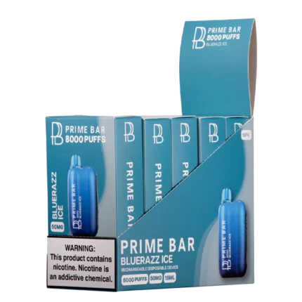 Prime Bar 8000 Icy Blue Razz disposable vape – blue razz ice flavor