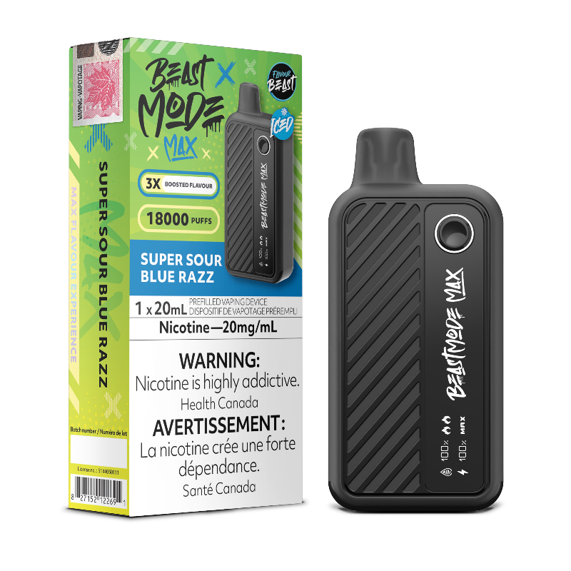 Beast Mode Max 18K Super Sour Blue Razz Iced Disposable Vape