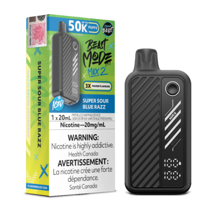 Beast Mode Max 2 50K Super Sour Blue Razz Ice By Flavour Beast