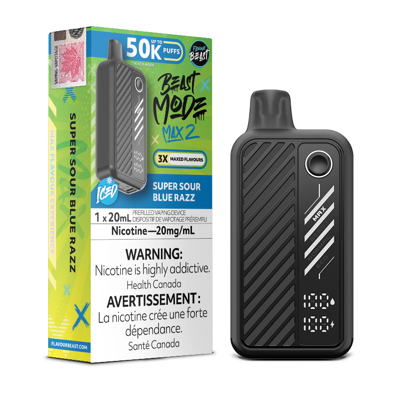 Beast Mode Max 2 50K Super Sour Blue Razz Ice By Flavour Beast