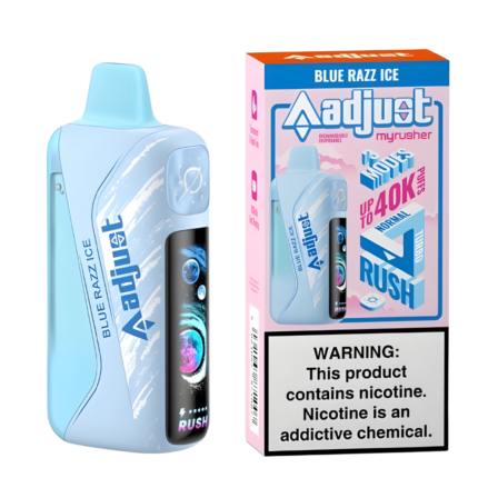 Blue Razz Ice Adjust MyRusher 40K Puffs disposable vape - icy blue raspberry flavour