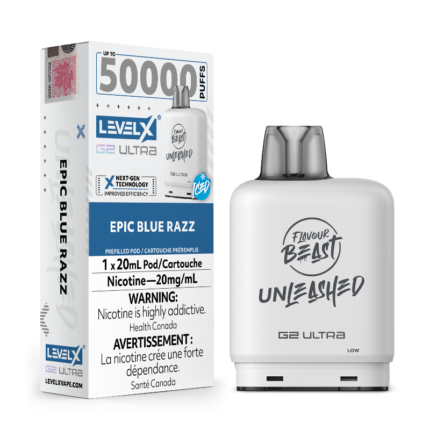 Level X G2 Ultra Flavour Beast Unleashed Pods - Epic Blue Razz Ice, 50K Puffs